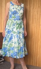 occasion dress size 10 blue green. white. fully lined Gabby Skye sleeveless