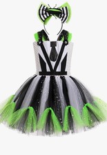 4-5t Beetle Juice Themed Costume Dress Tutu Striped