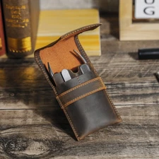 Genuine Leather Makeup Storage Bag Nail Clipper Case Tweezer Scissors Pouch New