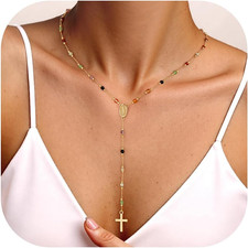 Gold Cross Necklace for Women - Dainty 14K Gold Plated Cross Necklace Layered Be