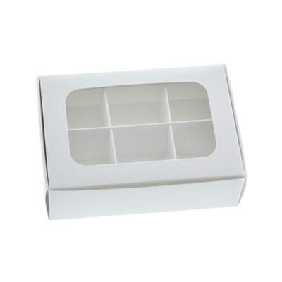 20 PCS White Treat Boxes With Window Dividers 6 X-Small Compartments Empty