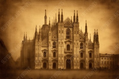 Milan Cathedral Duomo Italy Vintage Art Print | Gothic Architecture Wall Decor