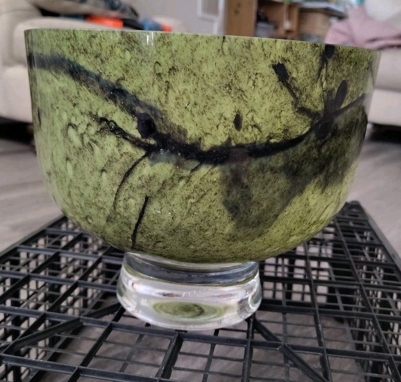 Vtg. Chinese Spinach  Big  Bowl Used