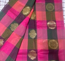 Checked Cotton Saree Without Blouse