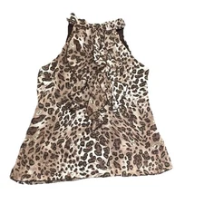 Vintage Y2K Ruffle Halter Top Sz XL Animal Print Club Wear Date Night Out Party