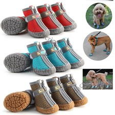 4pcs Outdoor S/M/Large Dog Shoes Boots Paw Protector Reflective Strip Anti-slip