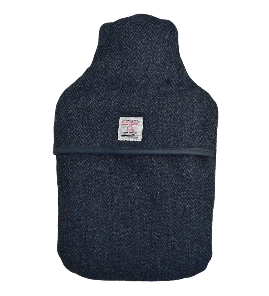 VAGABOND Navy Tweed gepolsterte 2L Wärmflasche - Geschenk verpackt