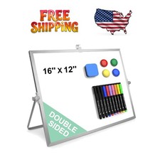 All-in-One 16"x12" Magnetic Dry Erase Board Set with Stand  Markers Included