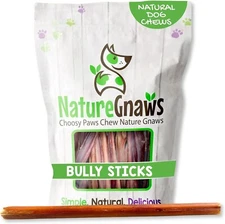 Nature Gnaws Large Bully Sticks for Dogs 11-12" (5 Count) - Exp: 05/2026