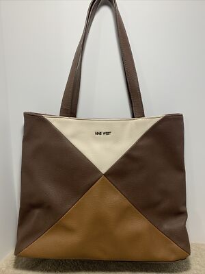 Nine West Large Brown Tote Faux Leather Purse