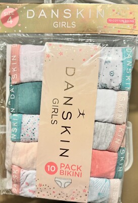 DANSKIN GIRLS UNDERWEAR BIKINI 10 Pack, Sz.4 NEW