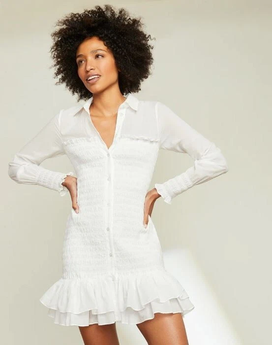 White shirt dress with frill bottom cheap