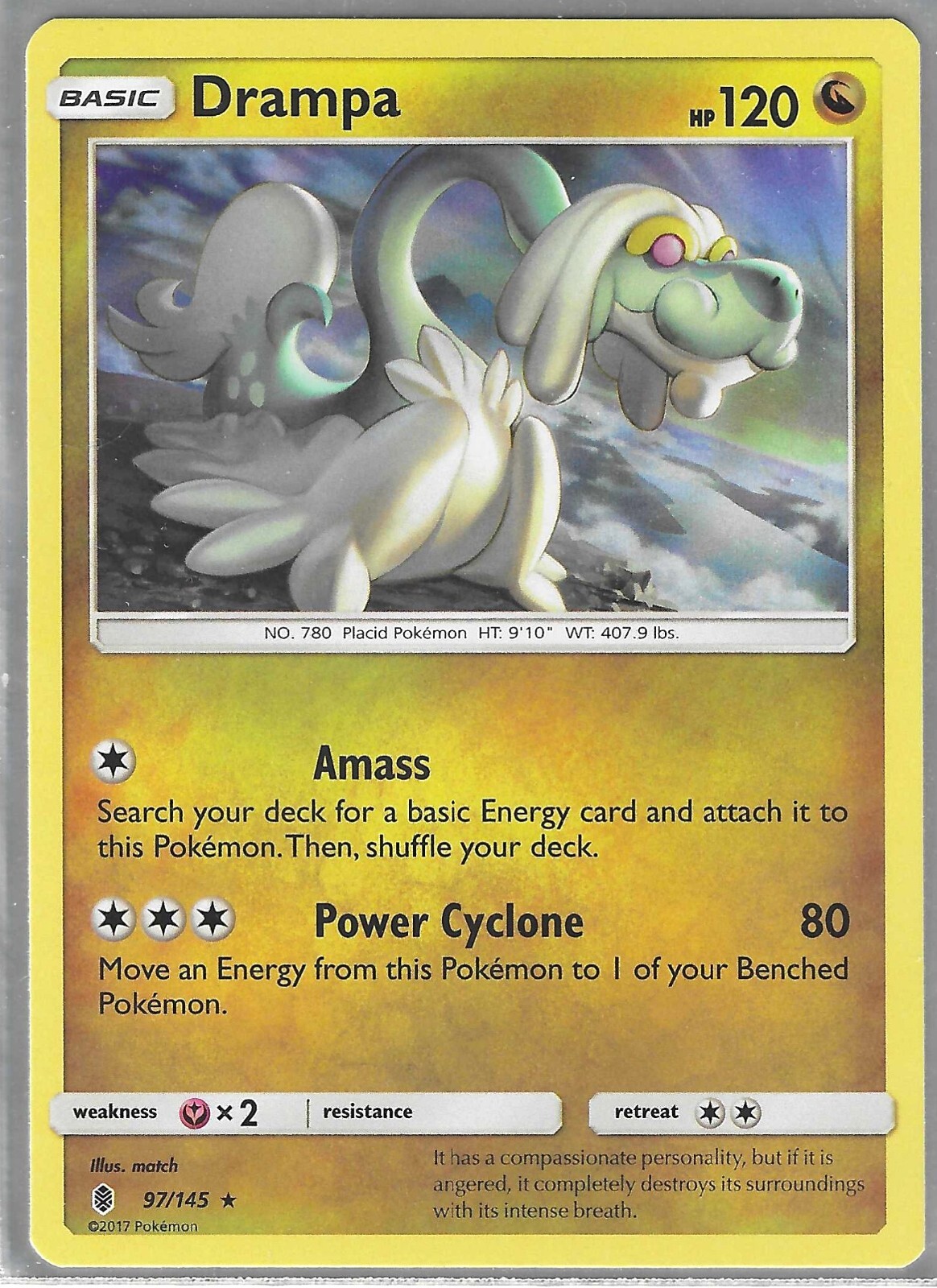 Pokemon RARE HOLO DRAMPA GUARDIANS RISING 97/145 PACK FRESH