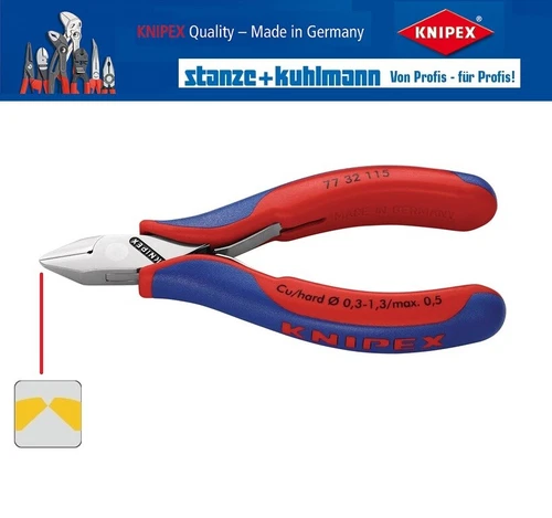 KNIPEX 77 32 115 Elektronikseitenschneider 115mm Form 3 mit Facette ölgehärtet