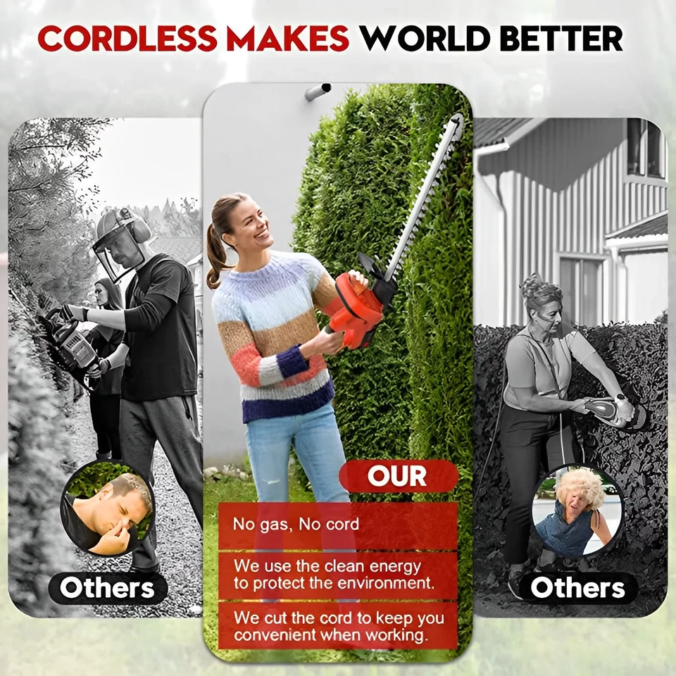 22Inch Cordless Hedge Trimmer Cordless Electric Hedge Trimmer w/2* 24V Battery - Image 4 of 4