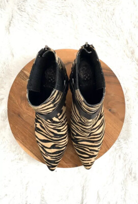 Vince Camuto Black Zebra Pattern Ankle Booties Boots Women  display picture 1