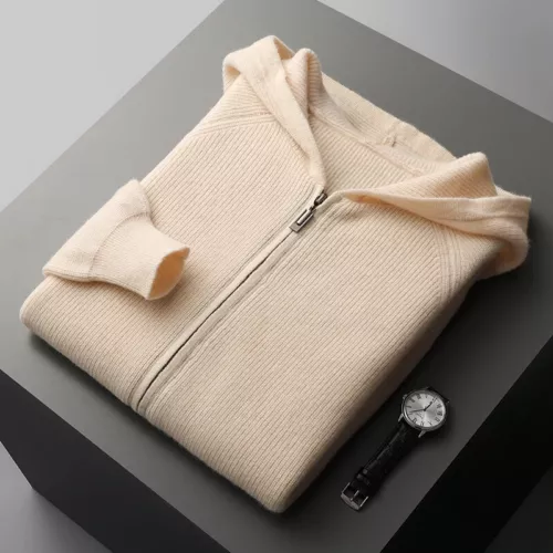 Cardigan uomo puro cashmere con cappuccio autunno maglia giacca maglione spesso tempo libero - Foto 19 di 27
