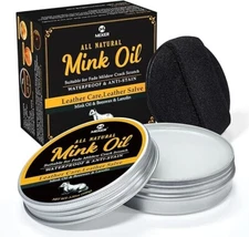 Mink Oil for Leather Boots, Leather Conditioner and Cleaner 3.52 oz-All-Natural