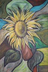 511 Sonnenblume Acryl Spachtel Auf Leinwand Ca 80 X 1 Cm Keilrahmen Ebay