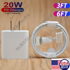 20W PD Fast Power Adapter Wall Charger USB-C to iPhone Cable For iPhone 13 12 11
