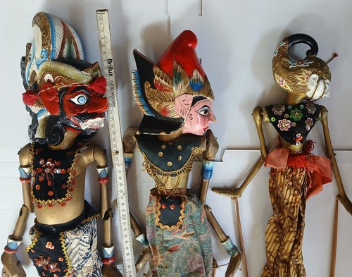 Vintage Indonesien Wayang Golek Stabpuppen - 3 Stück - Vater Mutter Tochter 65cm - Bild 9 von 11
