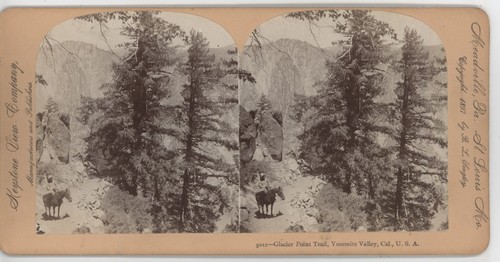 Man on Horseback Glacier Pt. Trail Yosemite Valley CA Keystone Stereoview c1900 - 第 2/4 張圖片