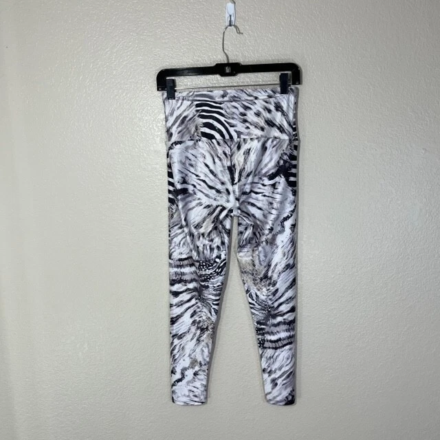 Onzie Leggings Small Medium Womens Yoga Stretch Pull On Black White Abstract Art - Image 3 of 4