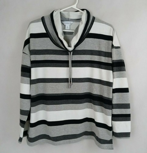 White Striped Turtleneck Hoodie Size 