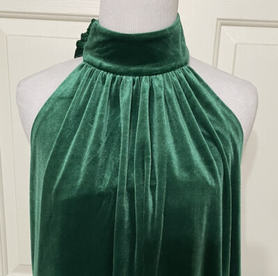 green emerald velvet dress Pleated V Neck Gown - Palm Green