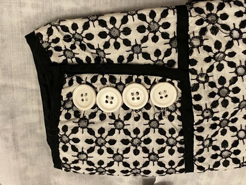 BLACK WHITE Embroidered Eyelet KENAR Jacket Cotton Dressy Work BLAZER - Size 8 - Picture 7 of 7