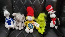 SET 5 Seuss Landing Universal Studios Bean Bag plush Grinch Horton Yertle beanie
