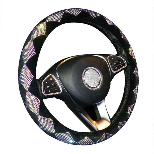 Universal Sparkle Luxury Steering Wheel Cover Shiny Rhinestone Car