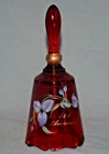 FENTON Ruby RED Glass ~ 40th Anniversary BELL ~ Hand-Painted by S. Miller