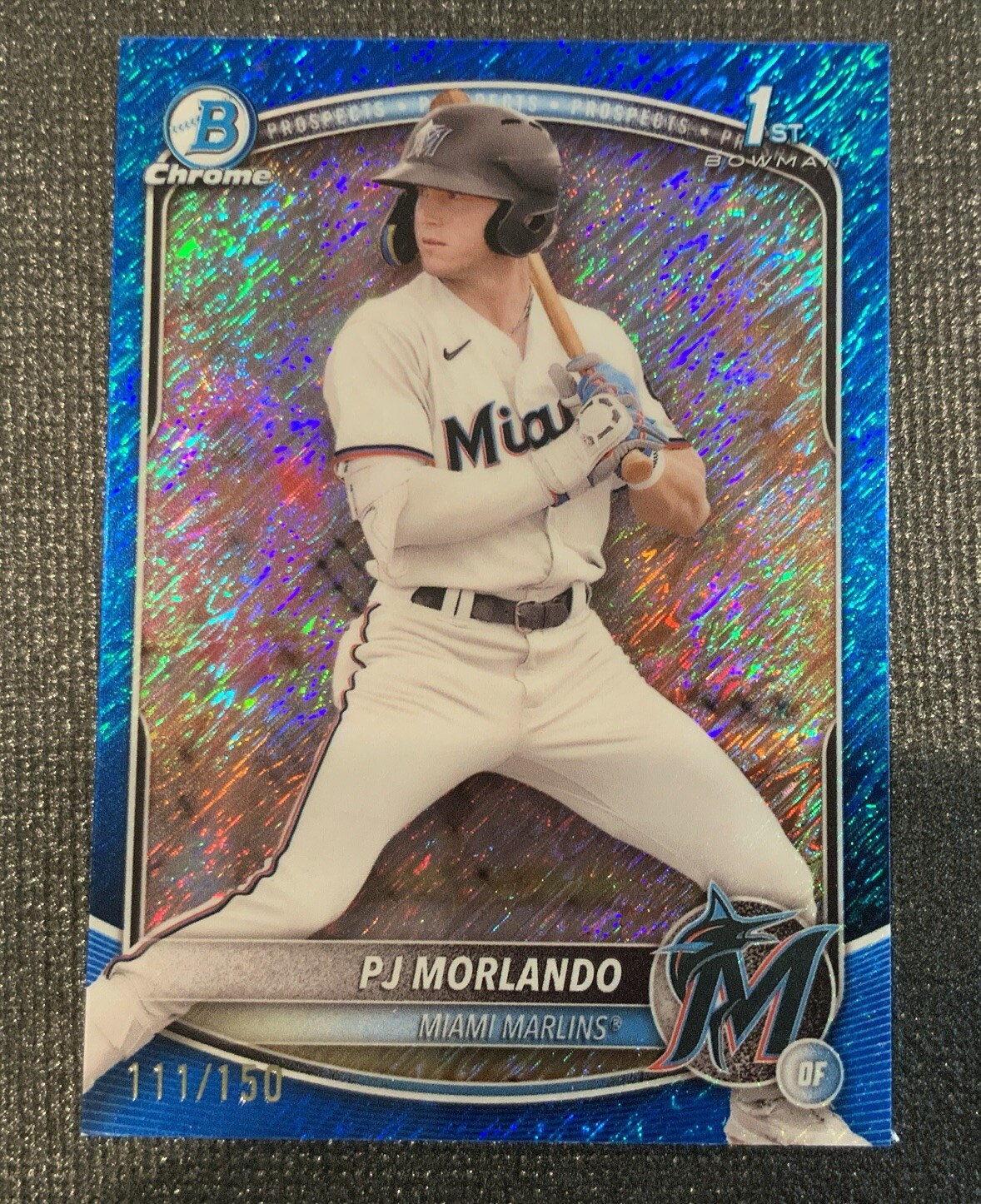 2025 Bowman Chrome PJ MORLANDO 1st #BCP-91 Blue Shimmer Refractor /150 Marlins