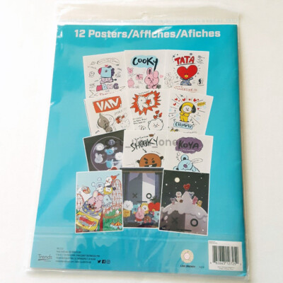 NEW BT21 Official Line Friends x BTS Set Of 12 Mini Posters