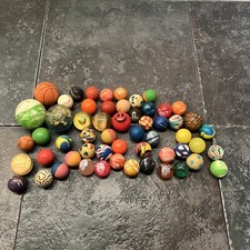 Super Balls Bouncy Rubber Ball Lot Of 56 Various Colors  Sizes Swirl Vintage