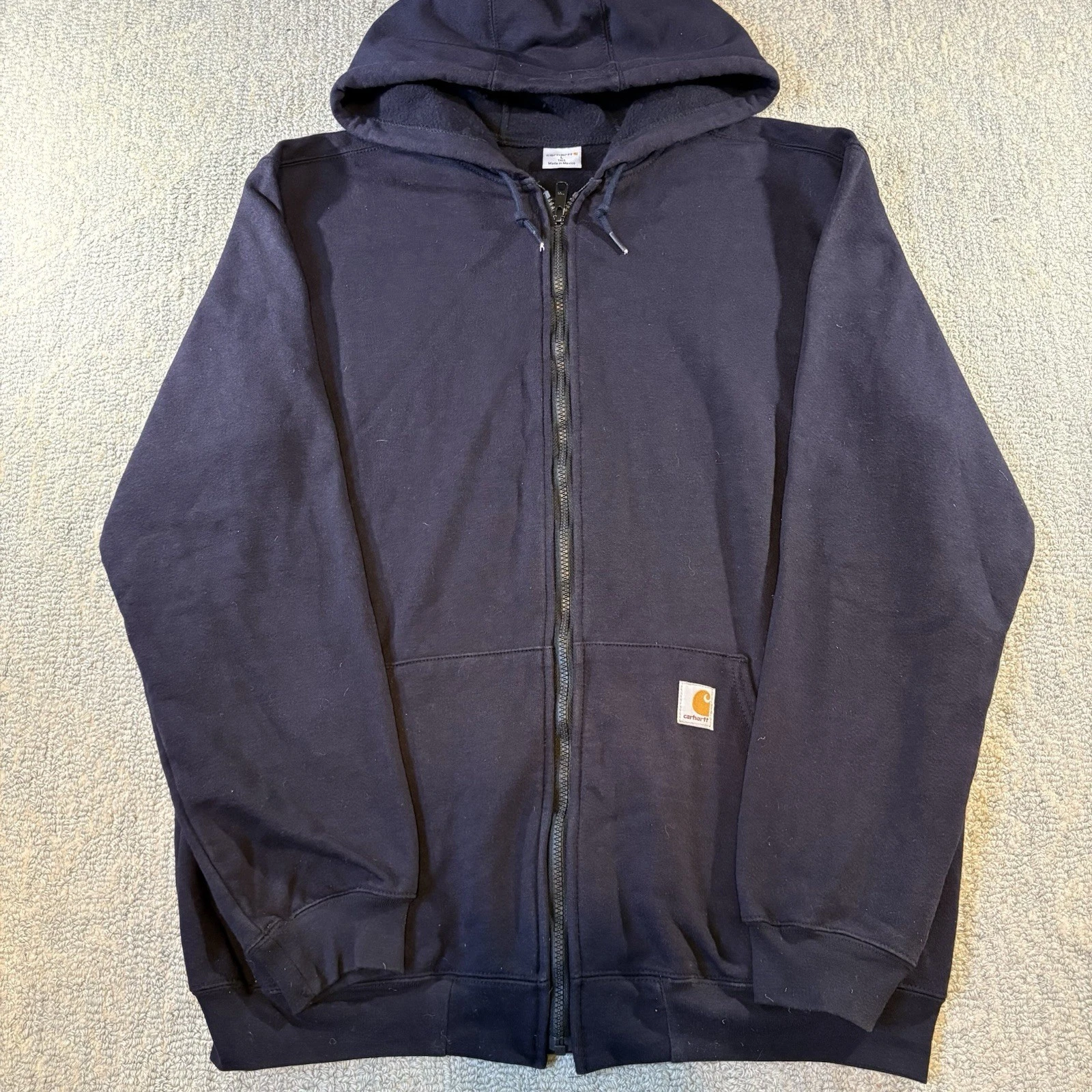 Vintage Carhartt Full Zip Up Hoodie Navy Blue NWOT Workwear Large Tall