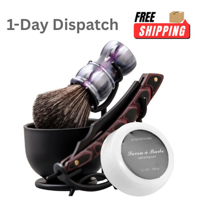 .Grandslam Straight Razor Shaving Kit with Strop Bowl Brush Stand