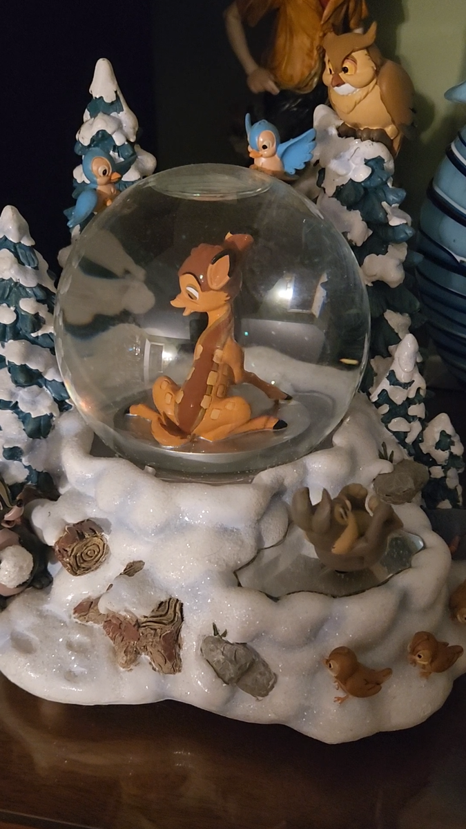 Disney Winter Bambi Snow globe Musical Animation Works great! | eBay