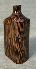 Palm Heart Wood 5.5" Bud Vase Natural Striped Brown and Black