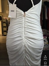 NWT Nookie Flirt Mini Dress Size XS White Cowl Next Bodycon Ruched Stretch