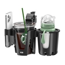 3 in 1 Stroller Cup Holder with Phone Holder for Wheelchair Bike Walker Black