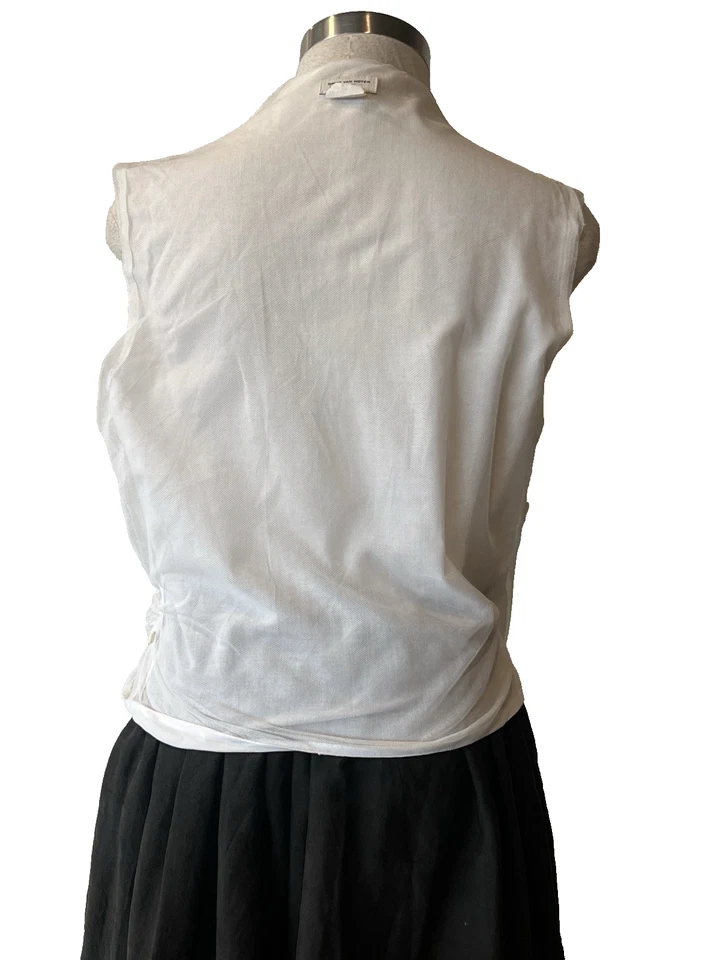 DRIES VAN NOTEN Blanco Reversible Algodón + Tul Red Cruzado Top/Blusa 40IT/SM Foto 4 de 4