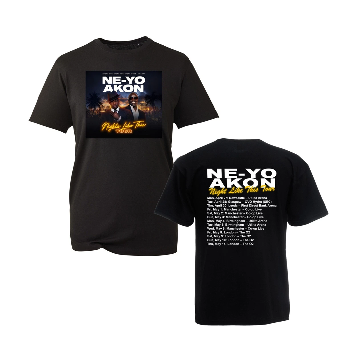 NeYo Akon Concert T-Shirt Nights Like This Music Tour Date 2026