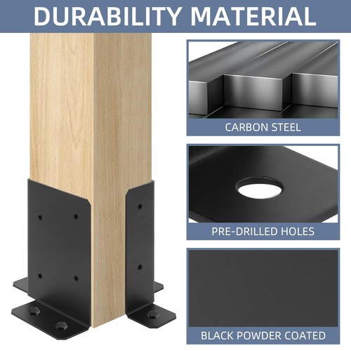 4pcs Adjustable Post Base Bracket Fit 2x4,4x4,6x6 Post, Wood Fence Post ...
