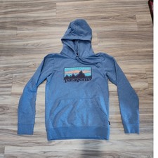 Patagonia Fitz Roy Skyline Organic Cotton Hoodie Blue XS Heathered Pullover