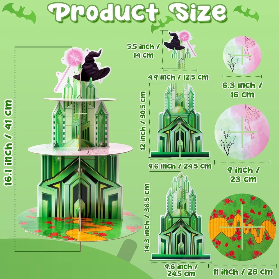 Soporte para Cupcakes de 3 Niveles - Coronas de Princesa y Sombreros de Bruja Tema de Halloween Postre H Foto 2 de 4