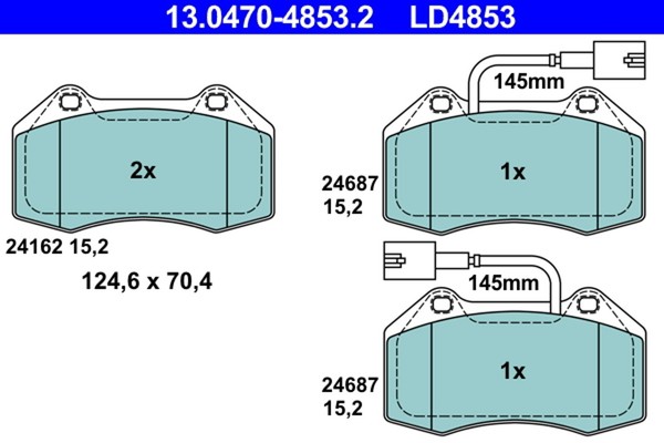 Bremsbelagsatz Scheibenbremse Ate Ceramic 13.0470-4853.2 FüR Abarth Alfa Punto-image