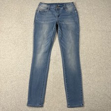 Maurices Skinny Jeans Womens Size M-Reg Medium Wash Blue Mid-Rise Stretch Faded