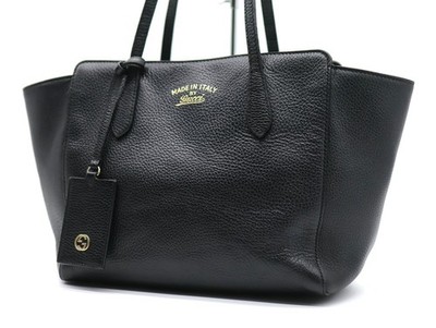 GUCCI Swing Bag Black Leather Authentic